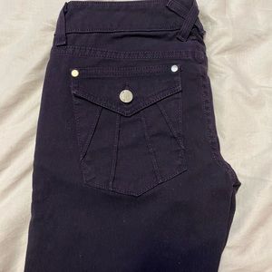 BEBE Dark Purple Low Rise Skinny Jeans